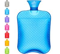 Qomfor Bouillotte sans Housse - Grande Capacité 1,8 L - Bouillotte Eau Chaude pour Soulagement de la Douleur, Dos, Cou et Épaules & Nuits Chaudes Cosy (Bleu)