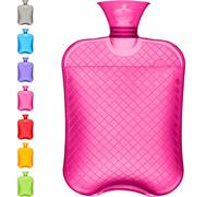 Qomfor Bouillotte sans Housse - Grande Capacité 1,8 L - Bouillotte Eau Chaude pour Soulagement de la Douleur, Dos, Cou et Épaules & Nuits Chaudes Cosy (Rose)