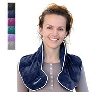 Qomfor - Coussin chauffant pour micro-ondes - Bleu foncé, parfum lavande - Couvre-nuque/épaules lesté de 1,5 kg - Thérapie par le chaud/le froid, soulagement de la douleur