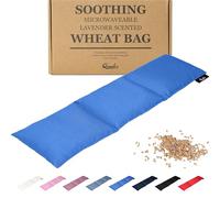 Qomfor - Sac de grains à chaleur sèche pour micro-ondes - Bleu - Coussin chauffant/oreiller chauffant pour micro-ondes au parfum de lavande - Poche chauffante à 3 compartiments