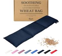 Qomfor - Sac de grains à chaleur sèche pour micro-ondes - Bleu foncé - Coussin chauffant/oreiller chauffant pour micro-ondes au parfum de lavande - Poche chauffante à 3 compartiments