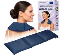 Qomfor - Sac de grains à chaleur sèche pour micro-ondes - Bleu foncé - Coussin chauffant/oreiller chauffant pour micro-ondes à 3 compartiments - Poche chauffante pour la nuque et les épaules