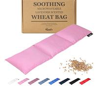 Qomfor - Sac de grains à chaleur sèche pour micro-ondes - Rose - Coussin chauffant/oreiller chauffant pour micro-ondes au parfum de lavande - Poche chauffante à 3 compartiments