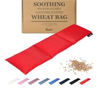 Qomfor - Sac de grains à chaleur sèche pour micro-ondes - Rouge - Coussin chauffant/oreiller chauffant pour micro-ondes au parfum de lavande - Poche chauffante à 3 compartiments