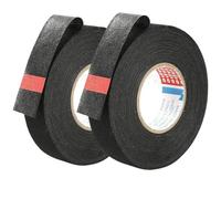 QOMJUFA 2 Pcs Ruban adhésif noir pour câble, ruban molletonné, ruban d'isolation électrique, ruban textile pour harnais de câbles, pour voiture et moto (15mm x 15m)