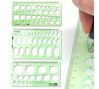 QOMJUFA 3 pcs Normographe Geographie,Normographe pour Croquis et Schémas,Regle Pochoir,Gabarit Cercle,Pochoir Geometrique,Modèles de Mesure,Règle Gabarit pour Studio Artistique ou Dessin et Dessin