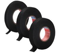 QOMJUFA Lot de 3 pièces de ruban de câble noir, ruban molletonné, ruban d'isolation électrique, ruban textile pour harnais de câble, pour l'automobile et la moto (9mm x 15m, 15mm x 15m, 19mm x 15m)