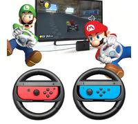 QOMJUFA Volants pour Switch/Switch OLED, Joy-Con Steering Wheel Compatible avec Mario Kart 8 Deluxe [Pack de 2] - Noir