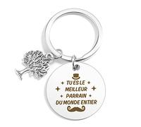 QONCV Cadeau Parrain Demande Porte Clef, Idee Cadeau Fete des Peres Original Remerciement Papa Noel Noël Anniversaire Saint Valentin Homme Merci Papa Cadeaux