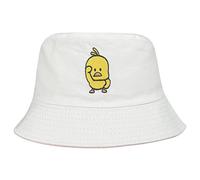 QOOEQPQY Chapeau seau unisexe en forme de canard réversible brodé double face, rose/blanc, Taille unique