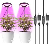 Qoolife Lampe de culture à spectre complet LED pour plantes d'intérieur, lampe de culture à hauteur réglable avec 3 niveaux de luminosité, minuterie marche/arrêt automatique 3/9/12H 2 Pack