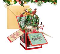 Qooplu Carte Noël 3D Scène festive 3D multicouche à garder | Carte pop-up sapin de Noël à ouvrir Pour , , , couples, petite amie, réunion à la maison, B