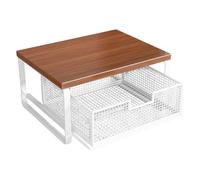 Qooplu Support Imprimante avec Rangement,avec Panier de Rangement Multifonction | pour Imprimante sous Bureau - pour Usage Domestique, Cuisine, Plan de Travail, Four, Grille