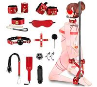 Qoosea 12 Pièces Kits de Bondage SM Erotiques Ensemble de Servitude, Sextoys Anal Plug Butt Plug Set pour Les Débutants Jouets Sexuels, BDSM Menottes Érotiques pour Couple Jouets Sexuels