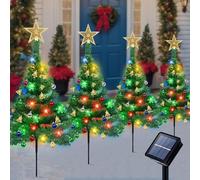 Qoosea 4pcs Lumières Solaires pour Arbre de Noël Extérieur avec 80LED Flocons de Neige Lumières Colorées 8 Modes Sapin de Noël avec Guirlande Lumineuse Solaire pour Jardin Chemin Décoration de Noël