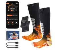 Qoosea Chaussettes Chauffantes pour Hommes & Femmes 8500mAh Rechargeables Électriques avec Contrôle APP & Bouton 4 Réglages de Température Lavables en Machine pour Ski Camping Randonnée Pêche Hiver(S)