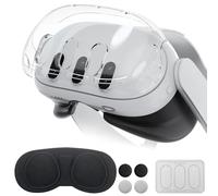 Qoosea Coque pour Meta Quest 3, Protection Étui en PC pour Meta Quest 3 Headset VR Glasses, Accessoires avec Couvercle de Boîtier VR, Poignées de Contrôleur, Capuchons d'objectif, Film Trempé