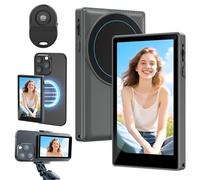 Qoosea écran Retour Caméra Téléphone 4" Magnétique, Écran Selfie sans Fil 1080P avec Haut-Parleur & 4h Autonomie, Retour Camera iPhone et Android, Streaming Live TikTok, Accessoire Vlog