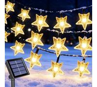Qoosea Guirlande Lumineuse Extérieure Solaire, 12M 100 LED Étoile Guirlande Solaire Exterieur, 8 Modes Lumière Noel Étanche Etoile Decoration Noël pour Chambre, Jardin, Cour, Fête, Blanc Chaud