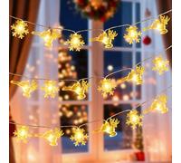 Qoosea Guirlande Lumineuse Solaire de Noël 50 LED Alimentée par Énergie Solaire Imperméable avec Flocons de Neige&Renne 8 Modes avec Minuterie Auto Marche/Arrêt pour Décoration de Jardin Clôture Noël
