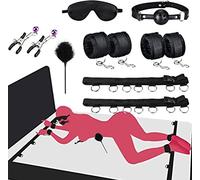 Qoosea Kits de Bondage 7 Pièces SM Set Sextoyse Couple Plaisir BDSM Parfait pour Les Débutants, Ensemble de Jouets Sexuels Menottes Masque pour Les Yeux Laisse Pour Couple