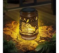 Qoosea Lampe de Hibou Solaire Gardin Extérieur Metal Suspension LED Lampe Imperméable Chouette Lanternes Décoratives Évidées à Énergie Solaire avec LED pour Patio, Jardin et Allée