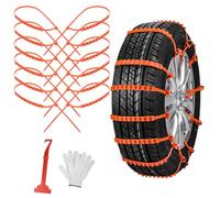 Qoosea Snow Chains Tire Chains for Car Trucks 8 Pieces Universal Thickened Manganese Steel Emergency Snow Tyre Chains Adjustable (12Pcs Plastic)