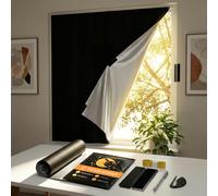 Qoosea Store Occultant sans Percage 300X145 cm Portable 100% Rideau Store d'obscurcissement, Protection Solaire Stores Occultants pour Fenêtres de Toit Incliné Chambre à Coucher Chambre d'enfant