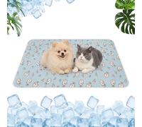 Qoosea Tapis Rafraîchissant pour Chiens et Chats, Tapis de Refroidissement Auto-refroidissant en Soie glacée Respirant Non Toxique, Durable Ice Silk Pet Cooling Mats pour Animaux en été - 50 * 40CM