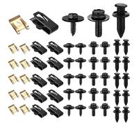 QOOSIKICC 105 Pcs Vis de Carrosserie, Clips de Fixation Voiture, Auto Kit de Clip à Vis et écrou, Garde-boue Boulons de Agrafes Carrosserie, Clips U Métal, Clips de Fixation Universels en Métal pour