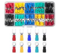 QOOSIKICC 200 Pièces Cosse Electrique, Connecteurs Électrique Isolées Sertissage, Ronde Fourche Cosses Connecteur a Sertir Electriques, Cosses de Bornes Isolées à Sertir