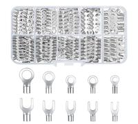 QOOSIKICC 320 Pièces Cosses de Fil de Cuivre étamé, Cosses Electriques Ronde à Œillet, Connecteurs de Bornes d'extrémités de Câble de Batterie, Cosses à Sertir a Oeil à Anneau