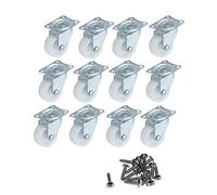 QOPAHI Lot de 12 roulettes pivotantes de 25 mm avec base en caoutchouc et roulement à billes pour meubles, roues robustes de 2,5 cm pour déplacer des objets lourds