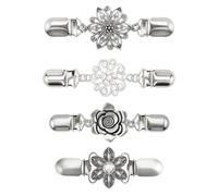 QOPAHI Lot de 4 pinces vintage argentées pour femme, 10,9 cm, pinces à dos pour robe, pull, chemise, châle, gilet, formes uniques pour resserrer et améliorer la silhouette
