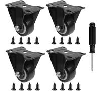 QOPAHI Lot de 4 roulettes fixes de 50 mm en caoutchouc silencieux, robustes pour meubles, chariots, armoires, déménagement, capacité de charge de 45 kg chacune (noir)
