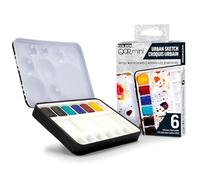 QoR Ensemble de mini aquarelles 6 couleurs demi-godet, ensemble de croquis urbain