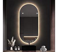 QORGJFBQR Grand Miroir de Salle de Bain Ovale illuminé à LED | 500x800mm | sans Interrupteur Tactile | Commande d'interrupteur Mural | Classé IP44 | Installation Verticale et Horizontale,lumière blan