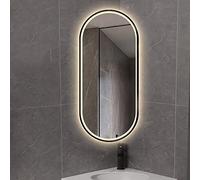 QORGJFBQR Miroir Mural Ovale de Salle de Bain à LED avec Bras pivotant et Cadre Noir,Miroir de courtoisie Mural avec Interrupteur Tactile,3 réglages d'éclairage à intensité Variable,Vertical et hor