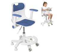 qorkhogr Chaise de Bureau pour Enfants, siège d'étude Ergonomique Ordinateur avec Repose-Pieds réglable et accoudoirs rabattables, Hauteur 35x42x88cm, mobilier Travail pivotant à 360° Bleu