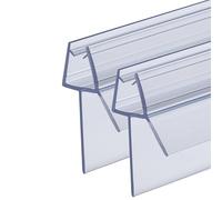 QOROCO Lot de 2 bandes d'étanchéité de porte de douche de 100 cm pour verre de 6 à 8 mm, couvre un écart jusqu'à 20 mm - Joint d'étanchéité en caoutchouc et plastique pour bas de porte de douche