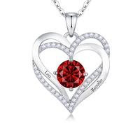 QORUPUGE Collier Personnalisé Prénom - Collier de Nom Gravé Et Pierre de Naissance Bijoux Bijoux Argent pur 925 Personnalisé Femme Muttertag Geschenk Pour Femme Copine Des Mères (Style 6)