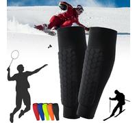 Qosigote 1 Pair Skiguard Socks, Skiguardsocks, Shindefender Shin Guards,Soccer Shin Guards with Honeycomb Pads, Soccer Shin Guard Sleeves, Shin Guards Soccer Adult for Sports (1pair Black,L)