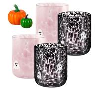 Qosigote 2 Pcs Halloween Icon Juice Glasses, 14oz Stemless Pumpkin Cup Set, Juice Glasses, Double Old Fashioned Drinking Cups - Ideal For Halloween Party Decoration, Friends Lovely Gifts (4pcs-b)