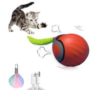 Qosigote 2025 Jouets Interactifs pour Chats, Jouet Intelligent pour Chat, Jouet pour Chien, Balle Roulante Automatique pour Chats Et Chiens, Soulage L'anxiété (Rouge)