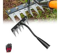 Qosigote 2025 New Iron Weeding Rake, Iron Rake 2.0 for Gardening and Weeding, 5/6/7/8 Teeth Carbon Steel Garden Weeding Rakes, Efficient Garden Weeding (6Teeth)