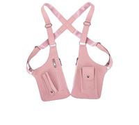 Qosigote Adjustable Underarm Shoulder Bag for Men & Women, PU Leather Anti Theft Harness, Double Shoulder Pocket, Underarm Strap Wallet Phone Holster For Outdoors (Pink)