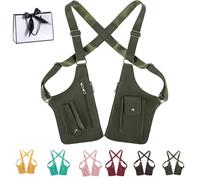 Qosigote Adjustable Underarm Shoulder Bag for Men & Women, PU Leather Anti Theft Harness, Double Shoulder Pocket, Underarm Strap Wallet Phone Holster For Outdoors (Army Green)
