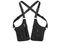 Qosigote Adjustable Underarm Shoulder Bag for Men & Women, PU Leather Anti Theft Harness, Double Shoulder Pocket, Underarm Strap Wallet Phone Holster For Outdoors (Black)