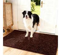 Qosigote Clean’Pattes - Absorbe La Saleté Avant Qu’Elle N’Entre, Tapis Pattes Chien Absorbant, Sol Antidérapant Lavable en Machine avec Microfibres Douces Absorbantes pour Chien (Café,50 x 80 cm)