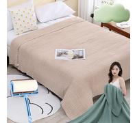 Qosigote Couverture en mousseline douce avec 100 % coton, respirante, lavable, douce, légère, comme dormir dans un nuage, pour chambre à coucher, salon, canapé (kaki, 170 x 230 cm)